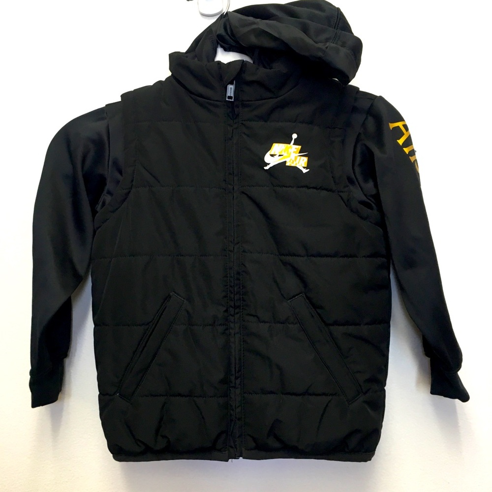 Nike Air Jorden Puffer Sweatshirt Jacket 4T Black Gold Sporty Athletic